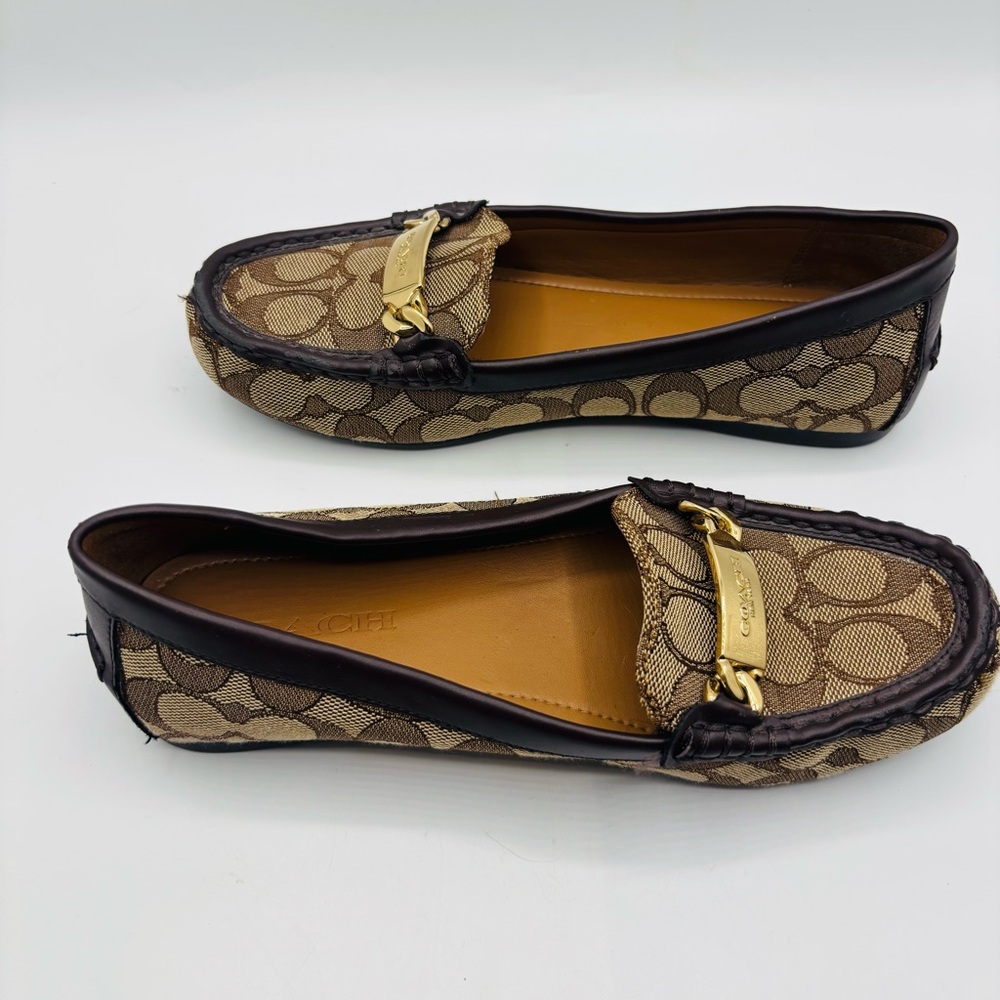 Coach Tan Signature Canvas Loafers with Gold Hardware - Picture 11 of 11